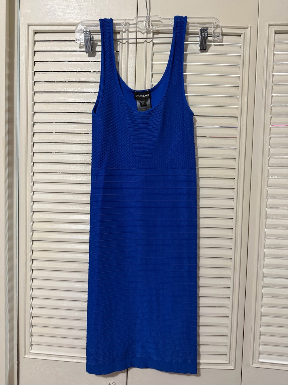 bebe Cobalt Blue Ribbed Midi Bodycon Dress